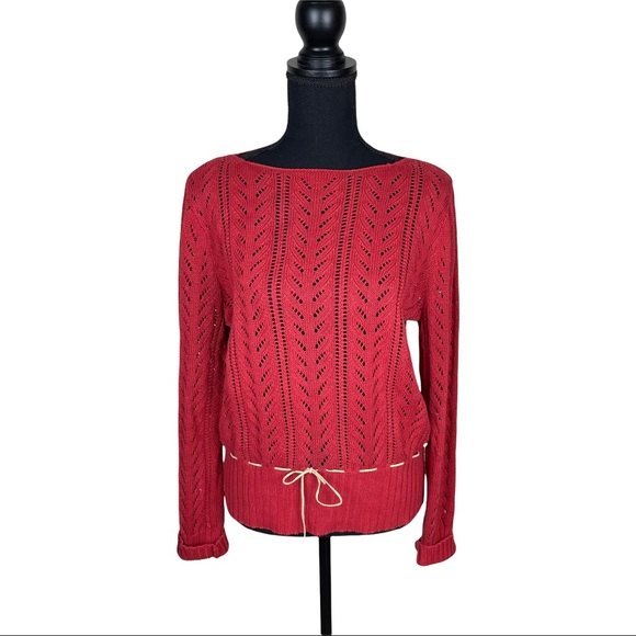 New York & Company Ramie & Cotton Blend Red Brick Knit Sweater Size‎ L - Picture 3 of 11